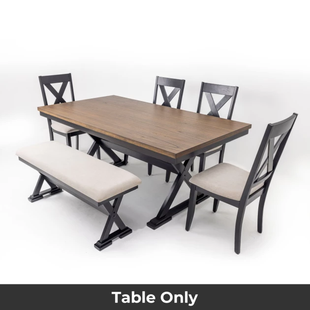 Marcy Dining Table - 6 Seater - Table Only (Antique Brown/Black) - WFI-MARCY-TBL-S