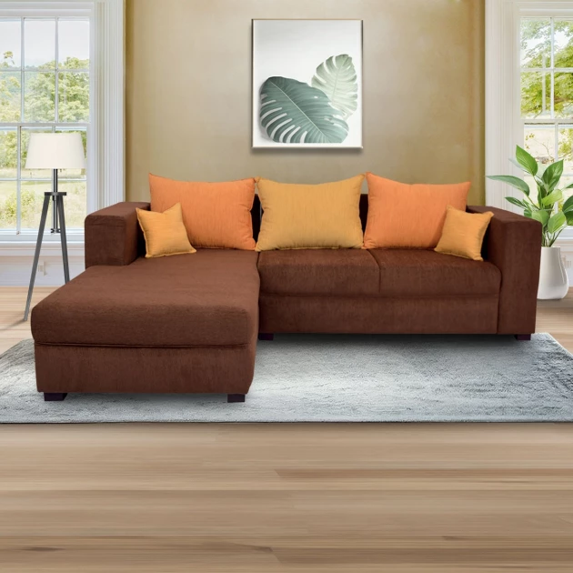 Winter Sectional Sofa - Brown Base And Dark And Light Brown Back Cushions Fabrics