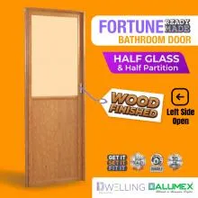 ALUMEX Fortune Bathroom Door Half Glass And Half Panel - Left Opening (ALU-FOR001WF002L)