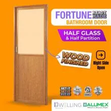 ALUMEX Fortune Bathroom Door Half Glass And Half Panel - Right Opening (ALU-FOR001WF002R)