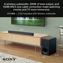 Sony HT-S400 - 2.1Ch Soundbar With Powerful Wireless Subwoofer
