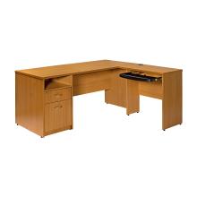 LEO L Shape Office Table 160x155x75 With Drawer & Cupboard (Beech)