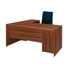 Office L Shape Office Table Drawer & Cupboard - Walnut Color (LF-OFI-LTAB-001-WN-S)