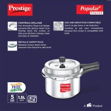 Prestige Popular Plus 1.5L Aluminium Pressure Cooker - Svachh (PCP15-SV)