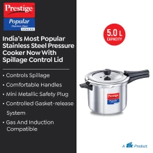 Prestige 5L Popular Stainless Steel Pressure Cooker SVACHH (PCP50-SS-SV)