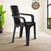 Rattan Lowback Plastic Chair - Black (RTN-LB-BL)