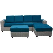 Awana Sectional sofa  - Grey Base And Blue Cushions