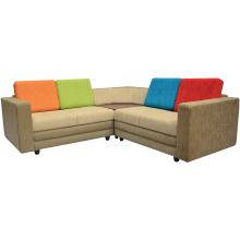 Legend Sectional Sofa - Brown Base And Red, Blue, Orange And Green Back Cushions