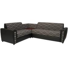 Levon Sectional Sofa - Black PVC And Grey Colour Flocking Fabric