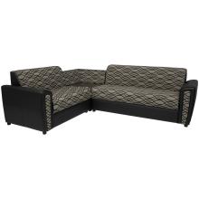 Levon Sectional Sofa - Brown PVC And Brown Colour Flocking Fabric