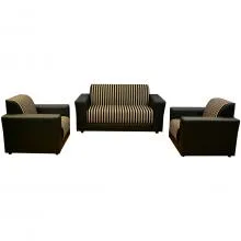 Lite Sofa - Black PVC, Black And Gold Striped Fabric