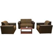 Lite Sofa - Brown PVC And Light And Dark Brown Striped Fabric