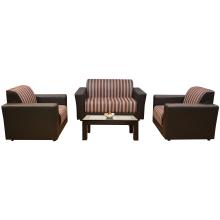 Lite Sofa - Brown PVC And Dark And Light Brown Striped Fabric
