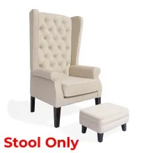 Abbey High Back Wing Chair Foot Stool Only (Beige) - WF-ABBEY-ST-BG-S