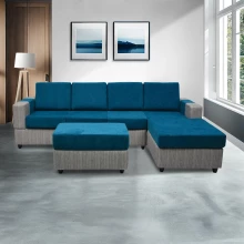 Awana Sectional sofa  - Grey Base And Blue Cushions