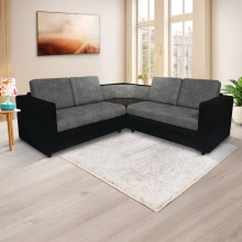 Legend Sectional Sofa - Black Base And Dark Grey Cushions