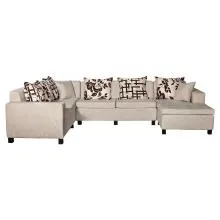 Florac Sectional Sofa - Beige And Dark Brown Flocking (WFL-FLORAC-01-S)