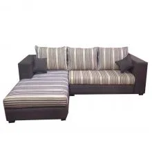 Winter Sectional Sofa - WFL-WINTER-51-S - Dark Brown Base And Dark Brown And Light Brown Striped Cushions